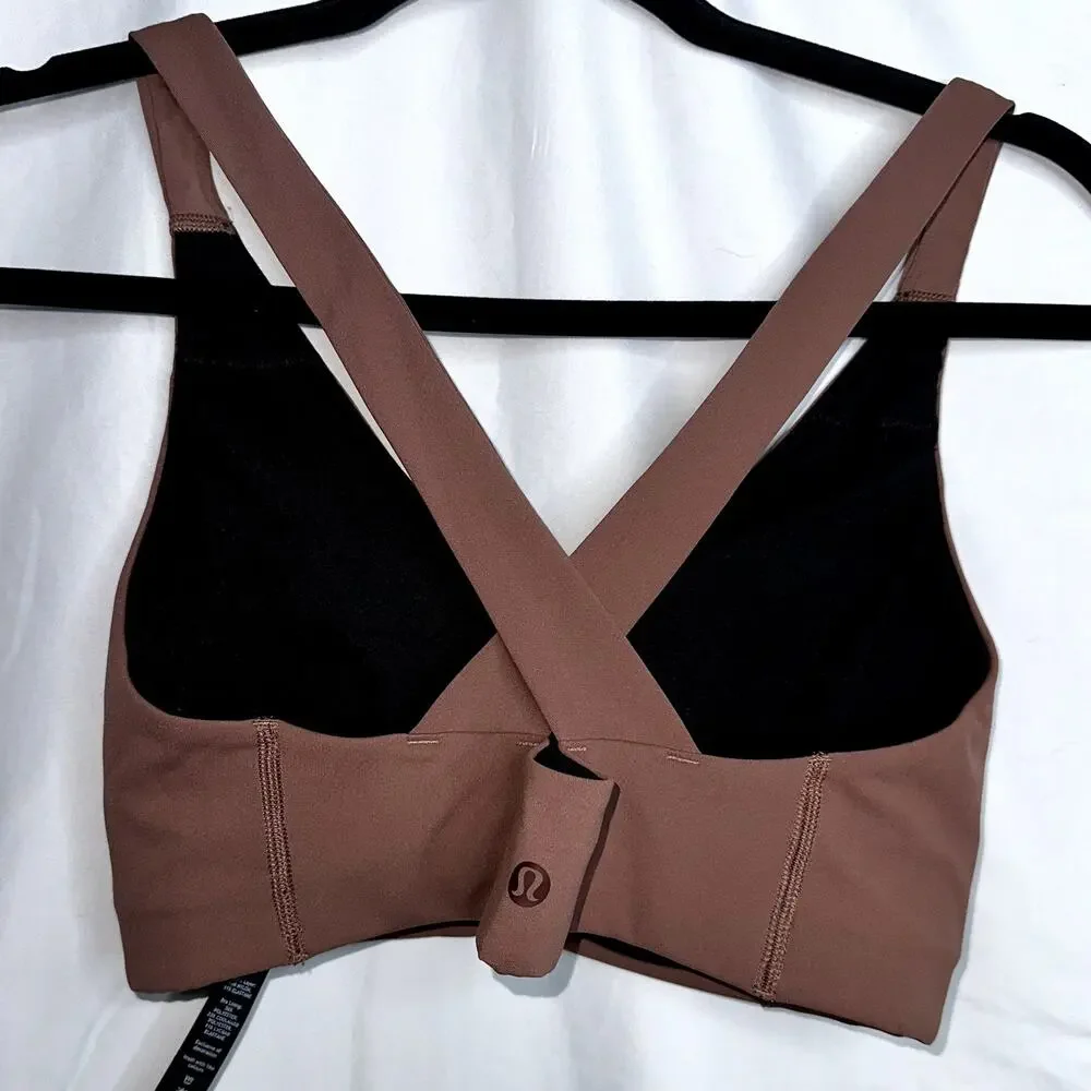 Lululemon Lab Luxtreme Womens Size 10 Dusty Mauve Deep V Cross Back Sports Bra - Picture 2 of 3